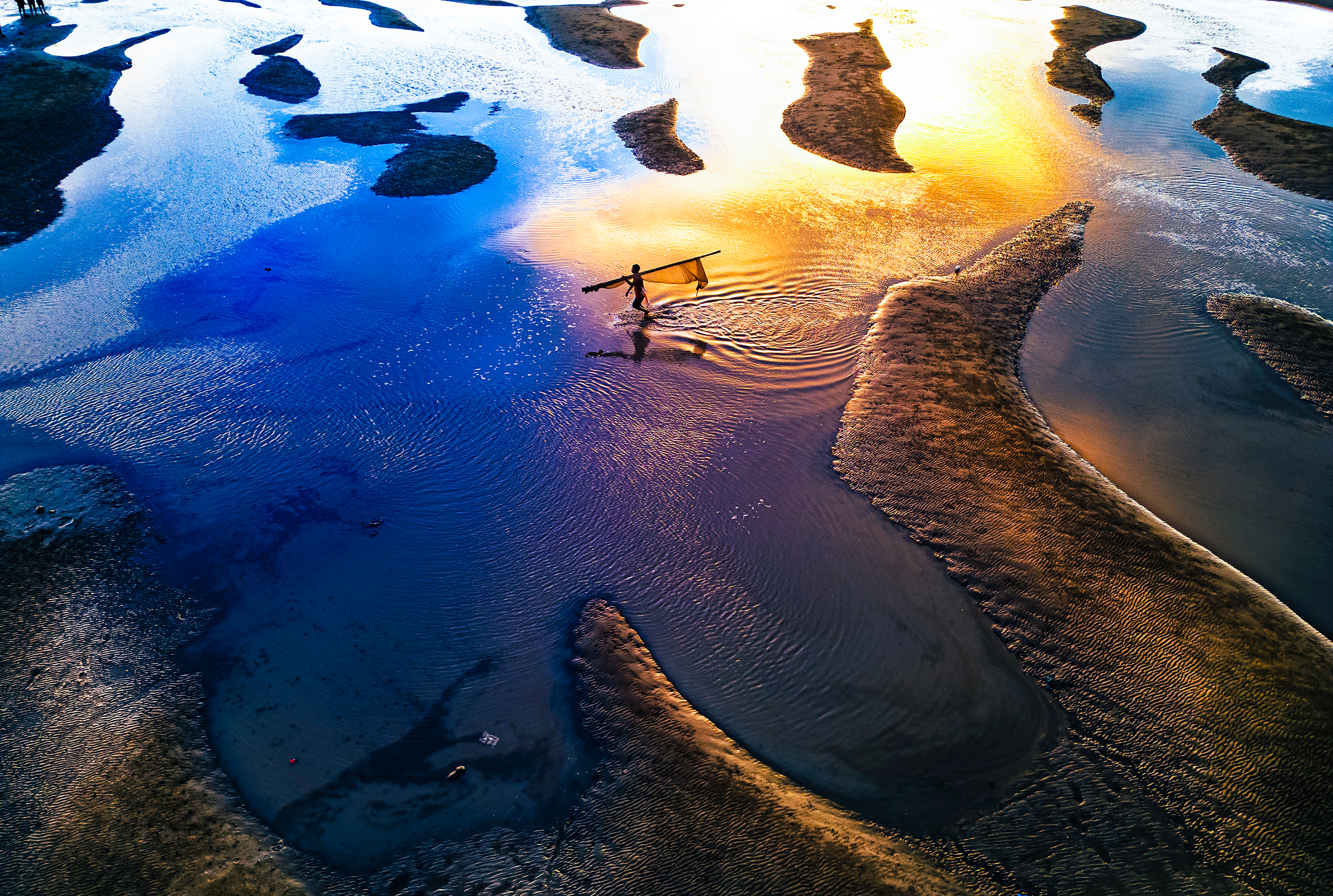 Sunset light over the river